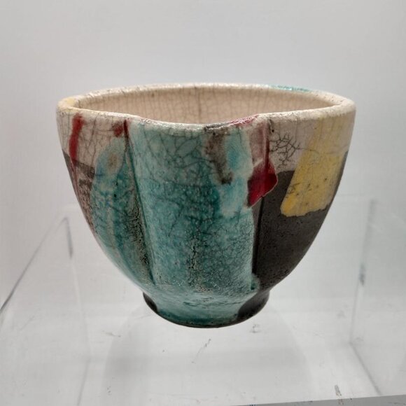 Segal Signed Pottery Bowl/Cup green/brown MCM look - Picture 1 of 15